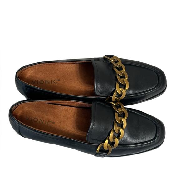 Vionic Black Loafers with Gold Chain - Picture 7 of 11